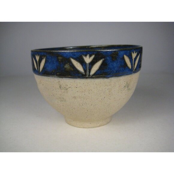 Handmade Ceramic Bowl 4 inch Floral Design Unique Pottery Art Decor Artisan - Picture 12 of 13